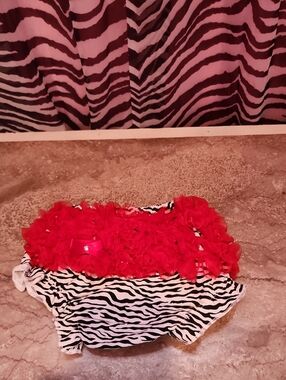 Ruffled Red & Zebra Print Baby Bloomer